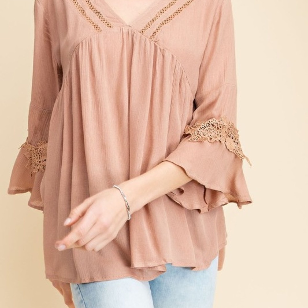 π Dusty Rose Crinkle Gauze Top - Picture 3 of 8